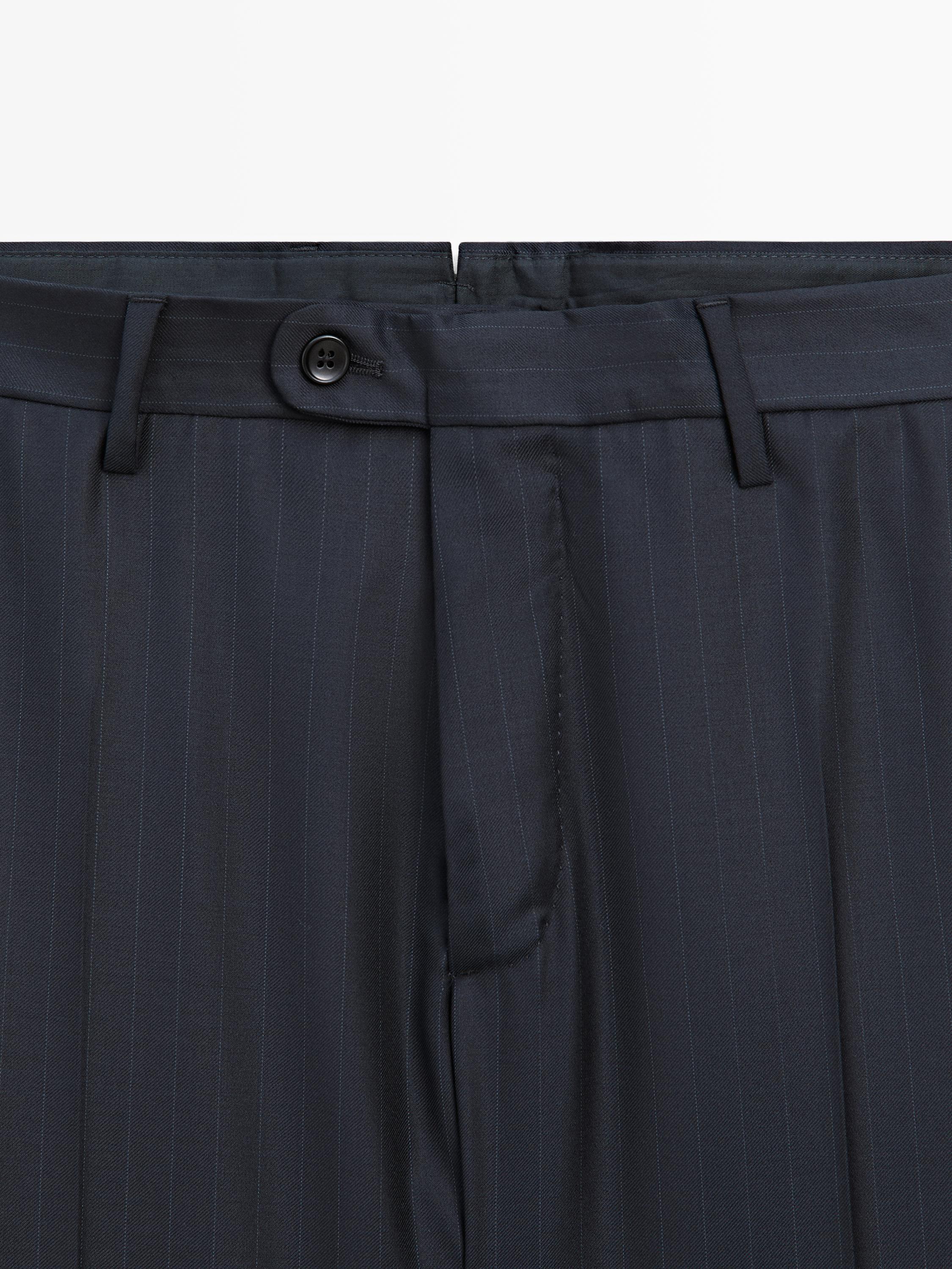 Striped cool wool suit trousers